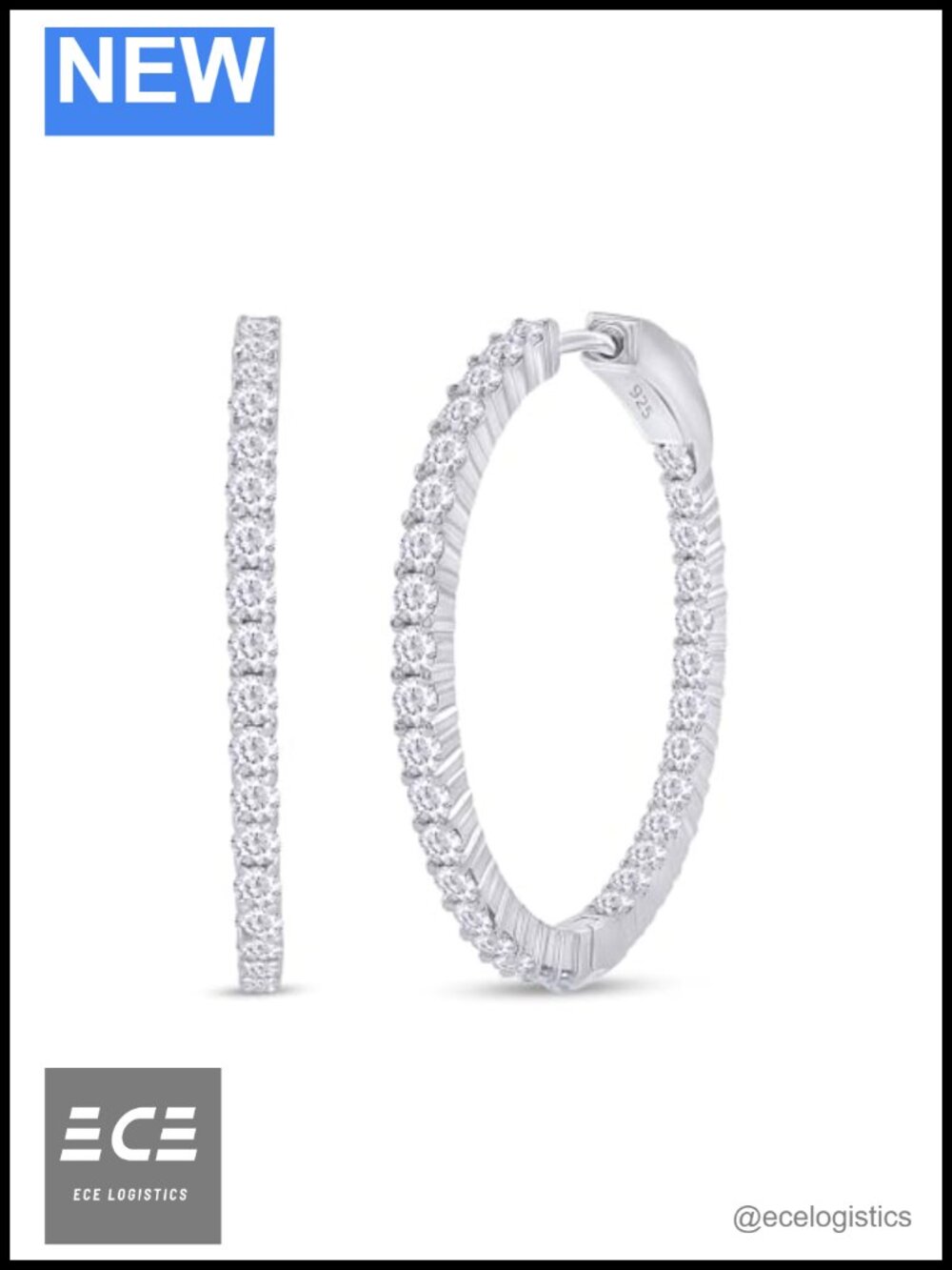 Inside Out Huggie Hoop Earrings Women Sterling Silver 2.50 Ct Moissanite